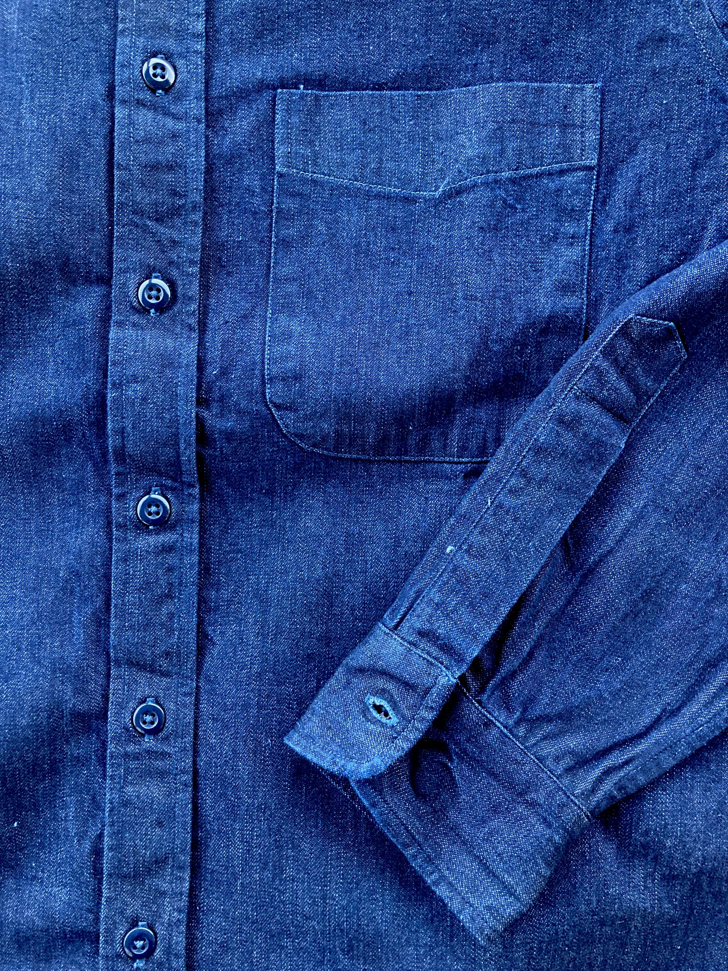 A denim shirt made from the last of the Cone Mills White Oak Denim — .